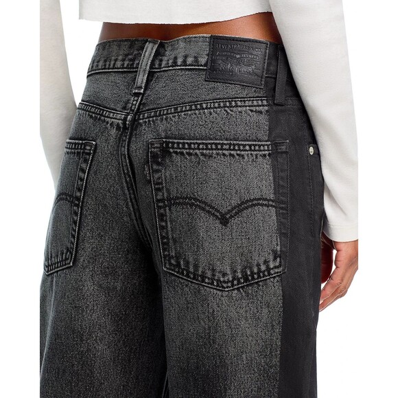 Levis Premium Womens Baggy Dad Denim Jeans 28 Black Gray Mid Rise Loose Relaxed - Picture 6 of 16